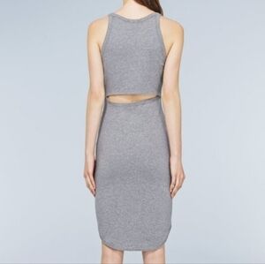 Wilfred grey dress with back cut out.